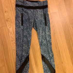 Blue Lululemon Running Tights with Side Pockets